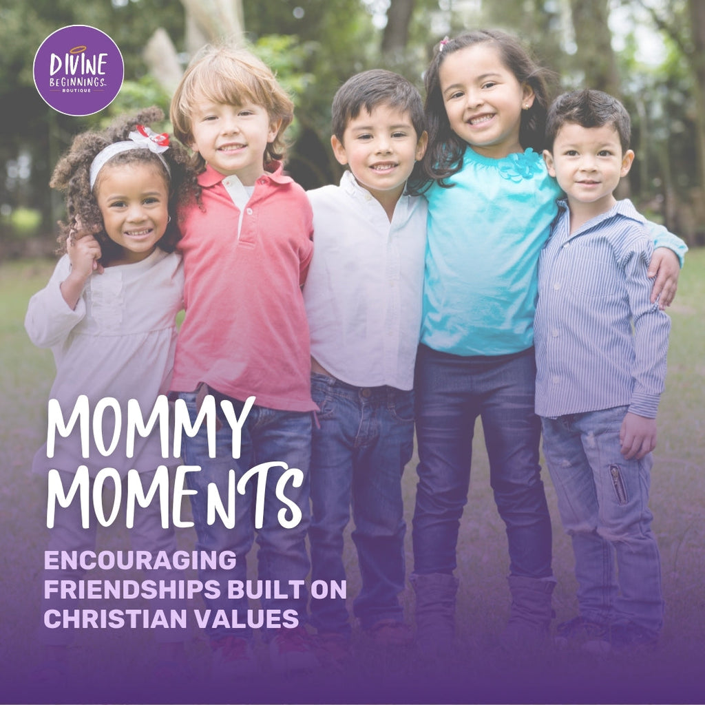 A diverse group of young children smile and stand arm-in-arm outdoors, promoting friendships grounded in Christian values and unity.