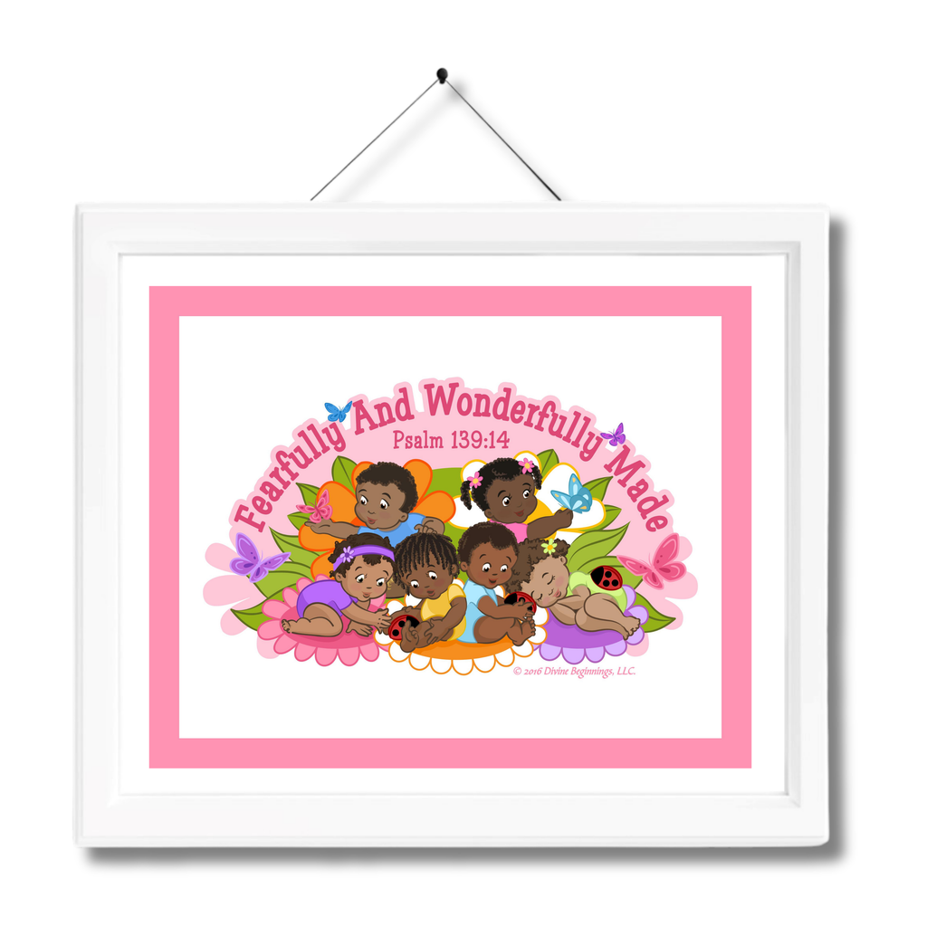 Christian Artwork - Fearfully and Wonderfully Made Artwork - Pink - Black Children