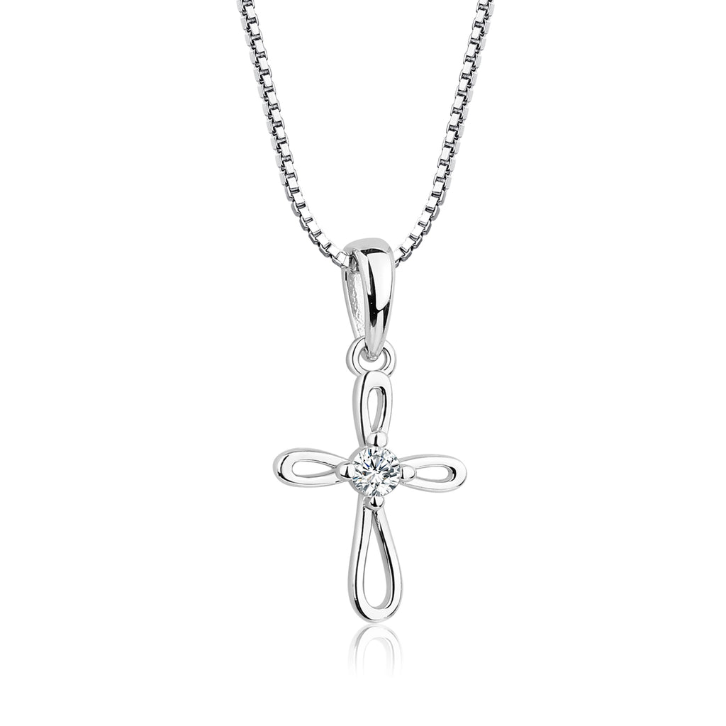 Everlasting Faith Infinity Cross Sterling Silver Necklace