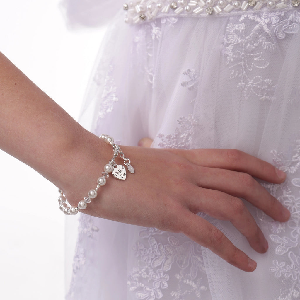 Grace & Faith Pearl Bracelet when worn