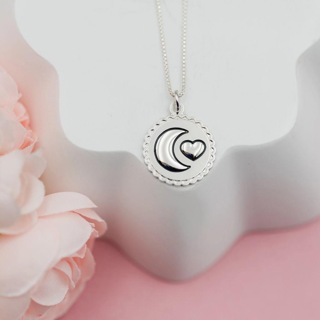 I Love You To the Moon & Back Sterling Silver Necklace side 1
