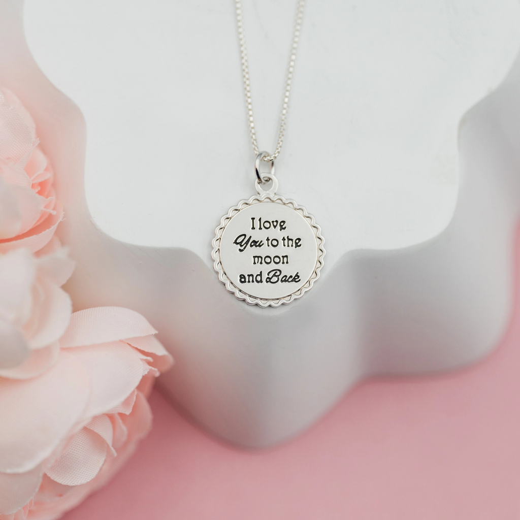 I Love You To the Moon & Back Sterling Silver Necklace side 2