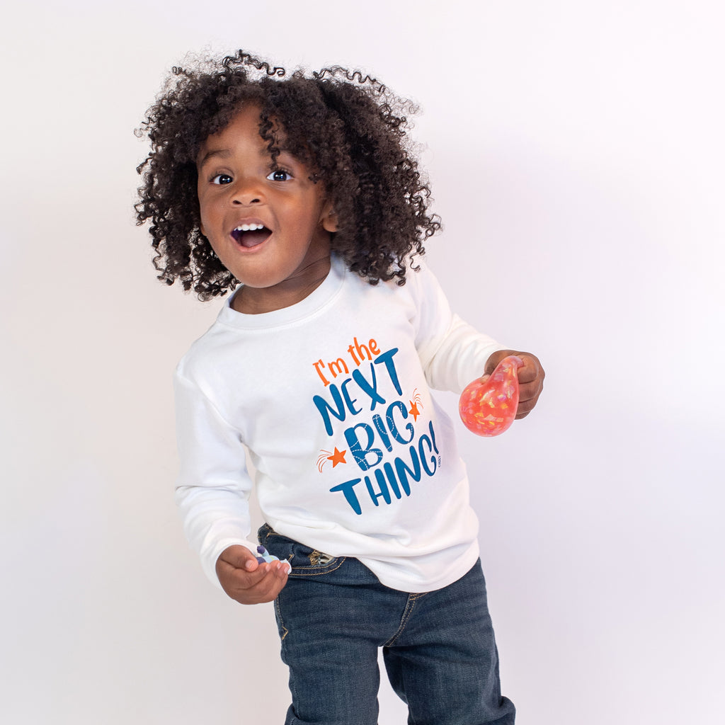toddler wearing I'm The "Next Big Thing" t-shirt  long sleeve
