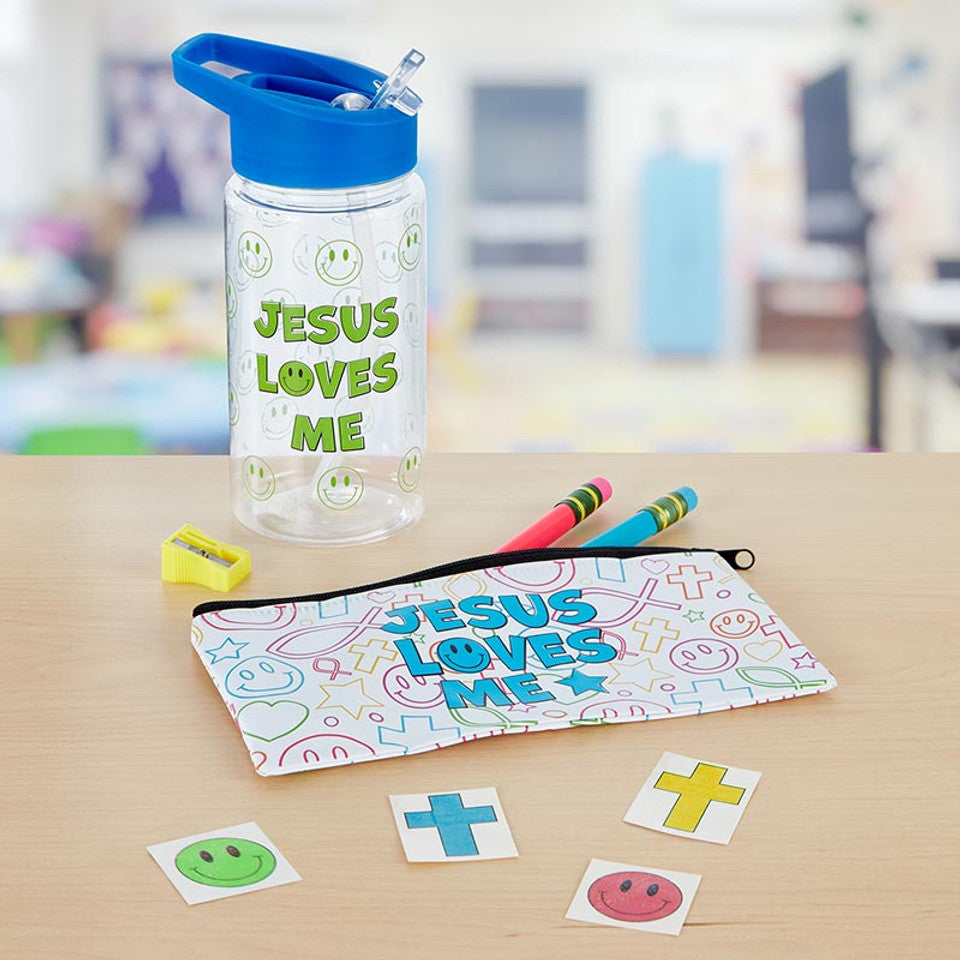 Jesus Loves Me Water Bottle with Flip Top- boy lifestyle