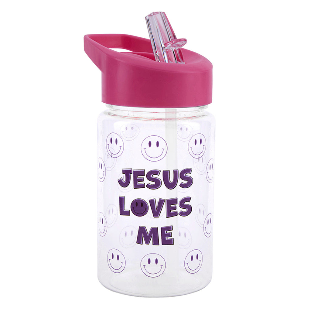 Jesus Loves Me Water Bottle with Flip Top- girl