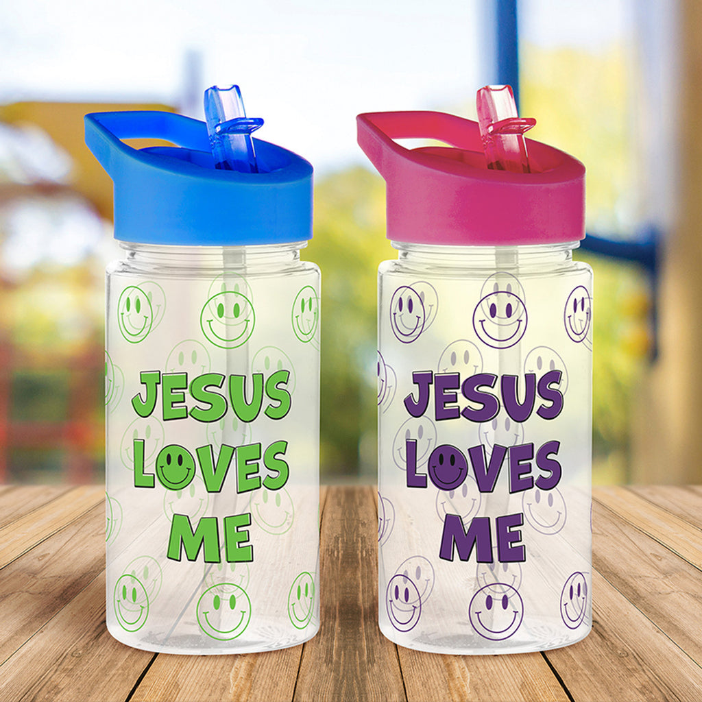 Jesus Loves Me Water Bottle with Flip Top