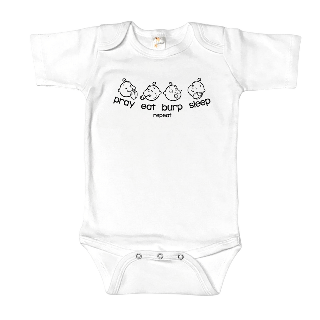 Pray Eat Burp Sleep Repeat Onesie 