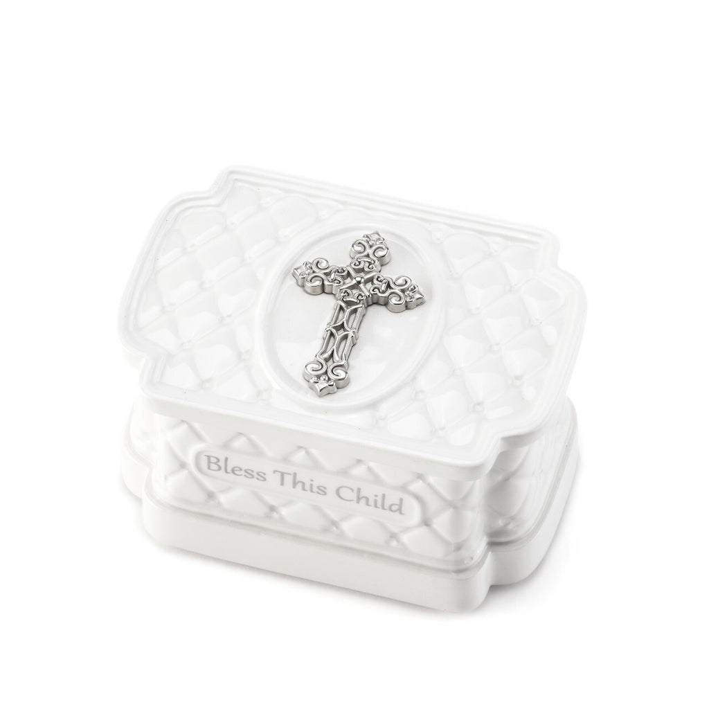 Bless This Child Keepsake Box with Rosary Beads-closed