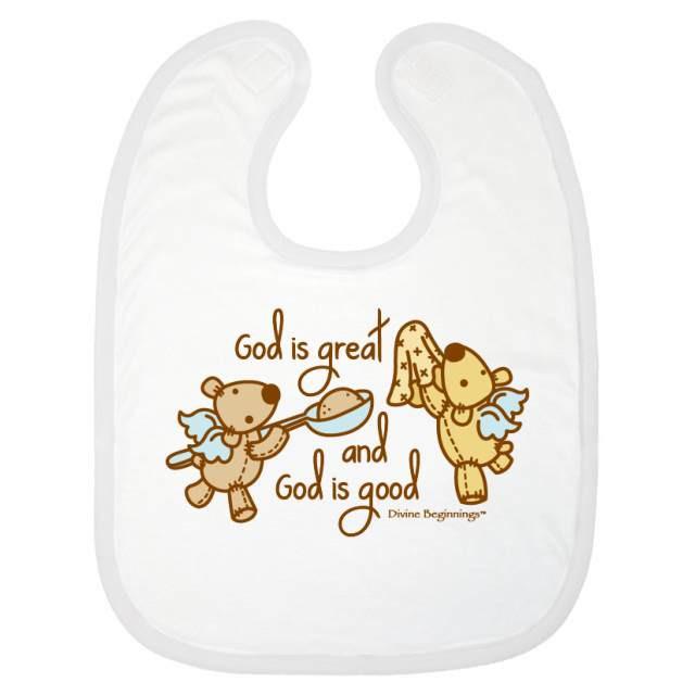 God is Great, God is Good Bib - Natural/English