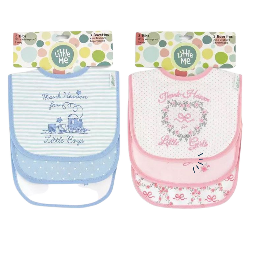 Thank Heaven for Little Girls and Little Boys Bibs - 3-Piece Sets