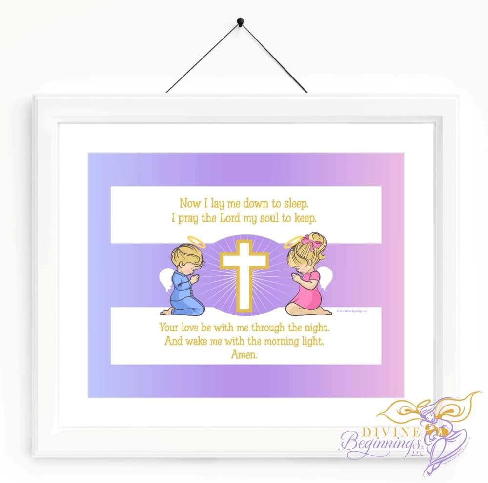 Christian Artwork - Now I Lay Me Down To Sleep - Blonde Children - Divine Beginnings, LLC